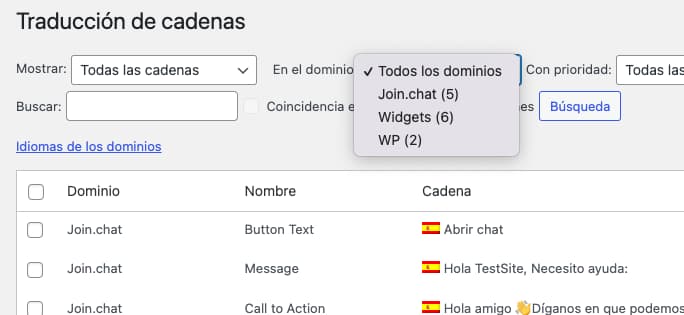 Traducir cadenas de Joinchat con WPML