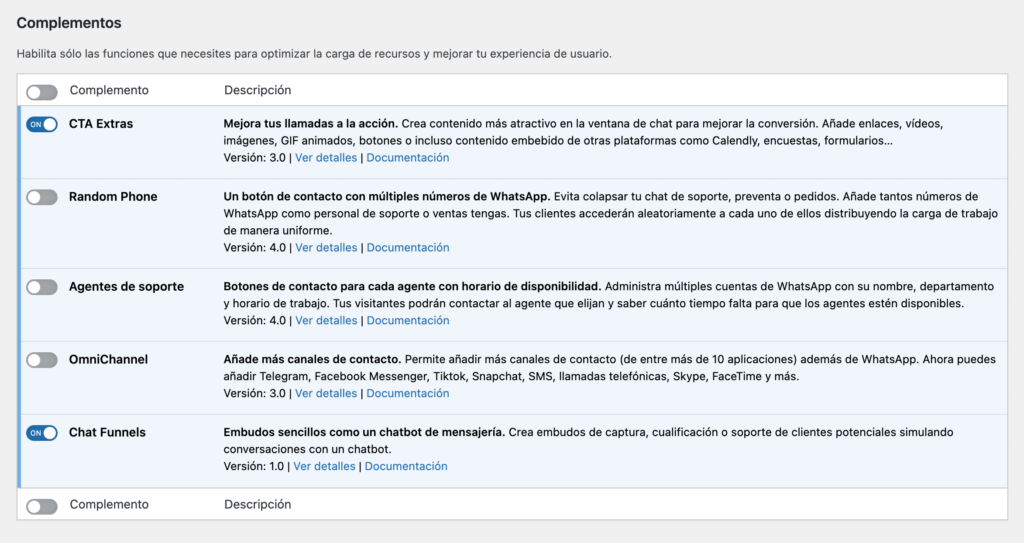 activacion chat funnels