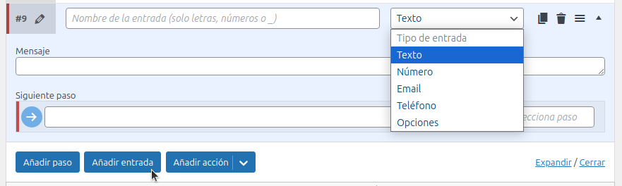 Chat Funnel input example