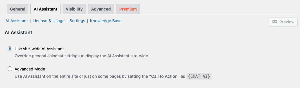 Configure visibility