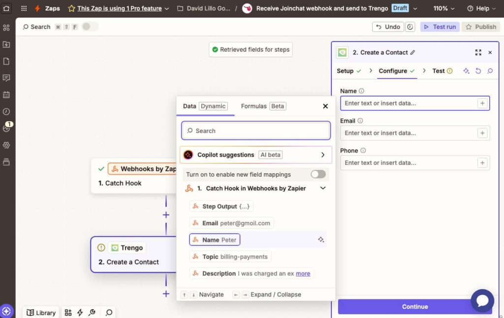 trengo record zapier joinchat